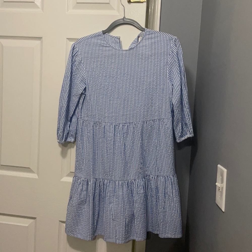 Pinstripe blue and white girls dress